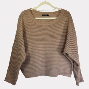 Moon and Madison womens crop top crew neck knit sweater